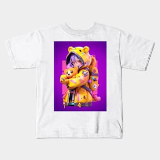 AKBLM - NOT WITHOUT MY TEDDY KUMIKO POP KEI ポップ系  | KAWAII AESTHETIC ANIME GIRL Kids T-Shirt